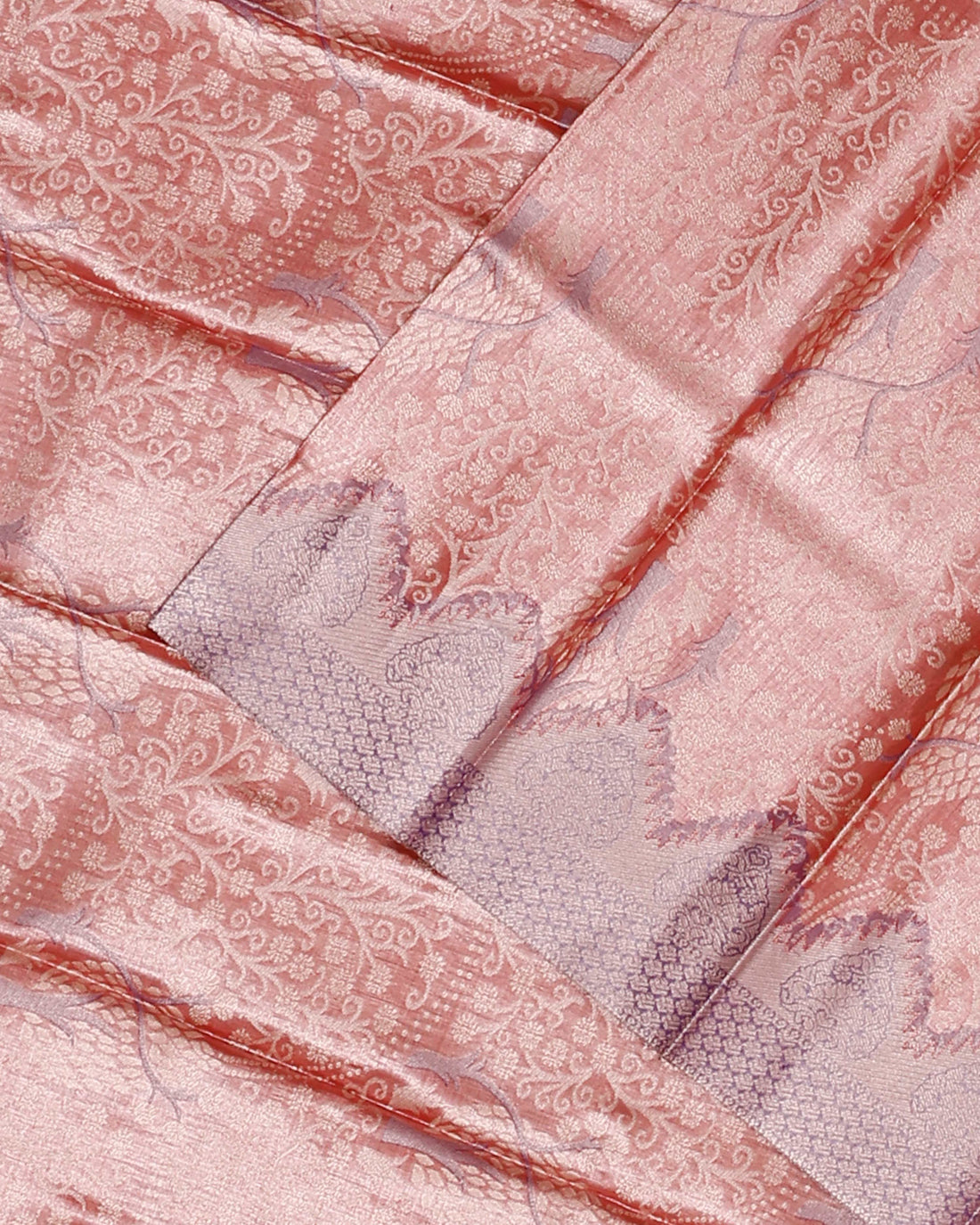 Exquisite Kanchipuram Tissue Saree with Intricate Weave and Traditional Motifs  - Peach