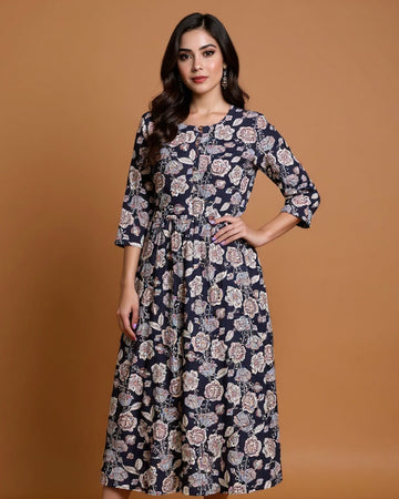 Maternity Wear - Elegant Black Floral Print Button-Down Women's Feeding Top