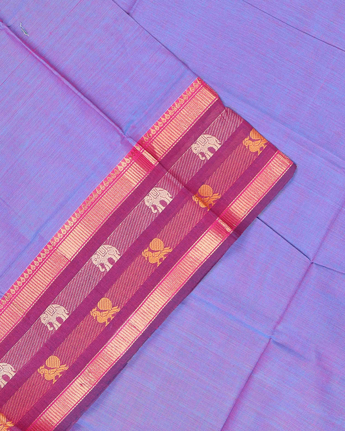 Elegant Handloom Cotton Saree with Traditional Weave - Lavender