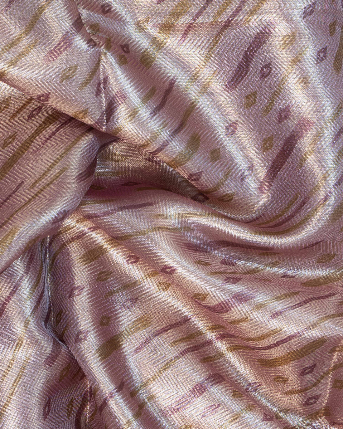 Ethnic Striped Tissue Saree - Gold