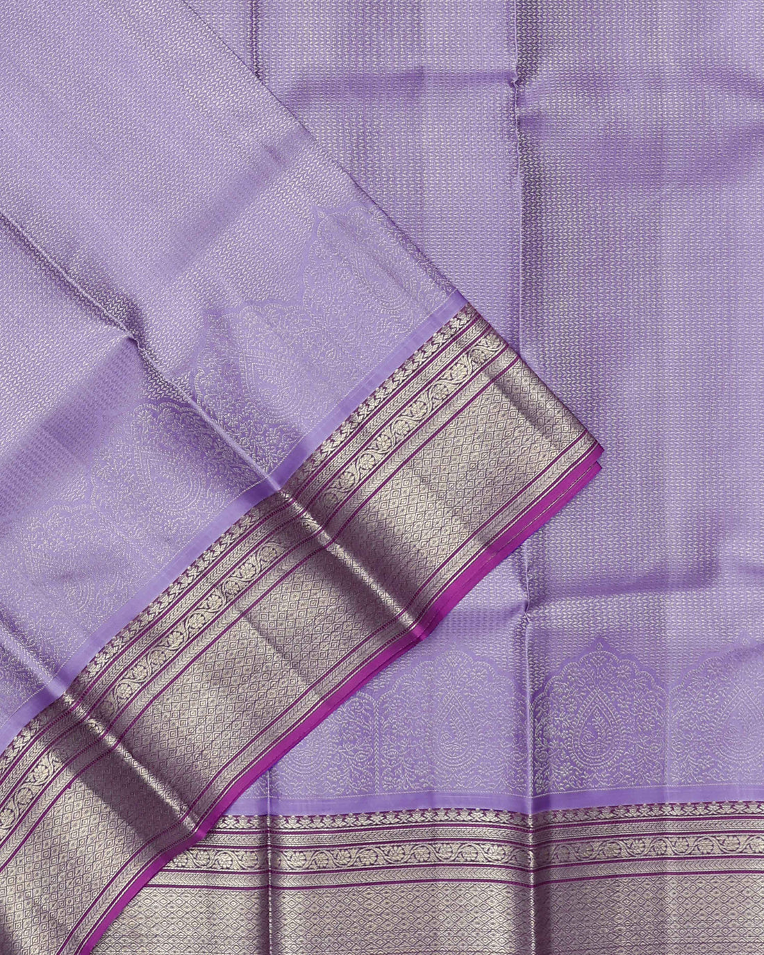 Exquisite Handloom Kanchipuram Pure Silk Saree with Intricate Zari Weave and Contrast Border  - Lavender