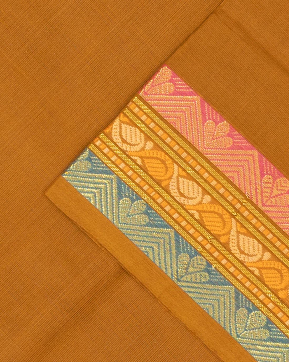 Venkatagiri Cotton Saree with Zari Butta and Broad Contrast Border - Brown