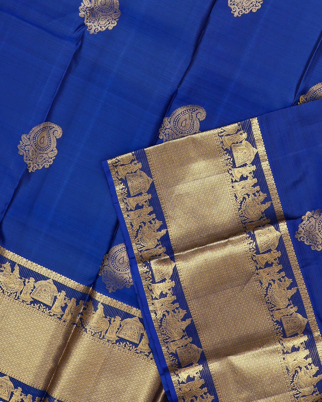 Exquisite Handloom Kanchipuram Pure Silk Saree with Intricate Zari Work - Blue
