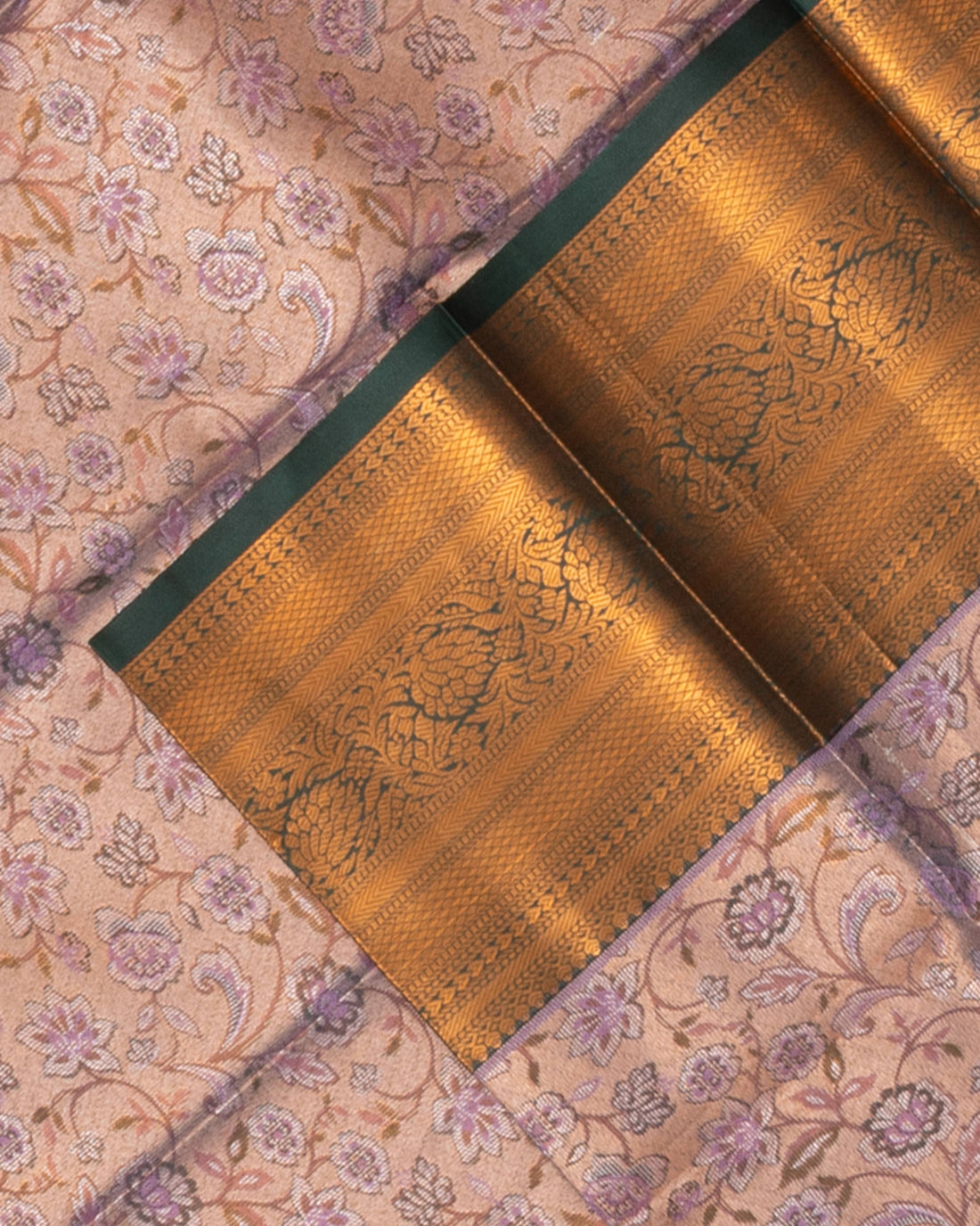 Elegant Kanchipuram Tissue Saree with Floral Brocade and Zari Border - Multi
