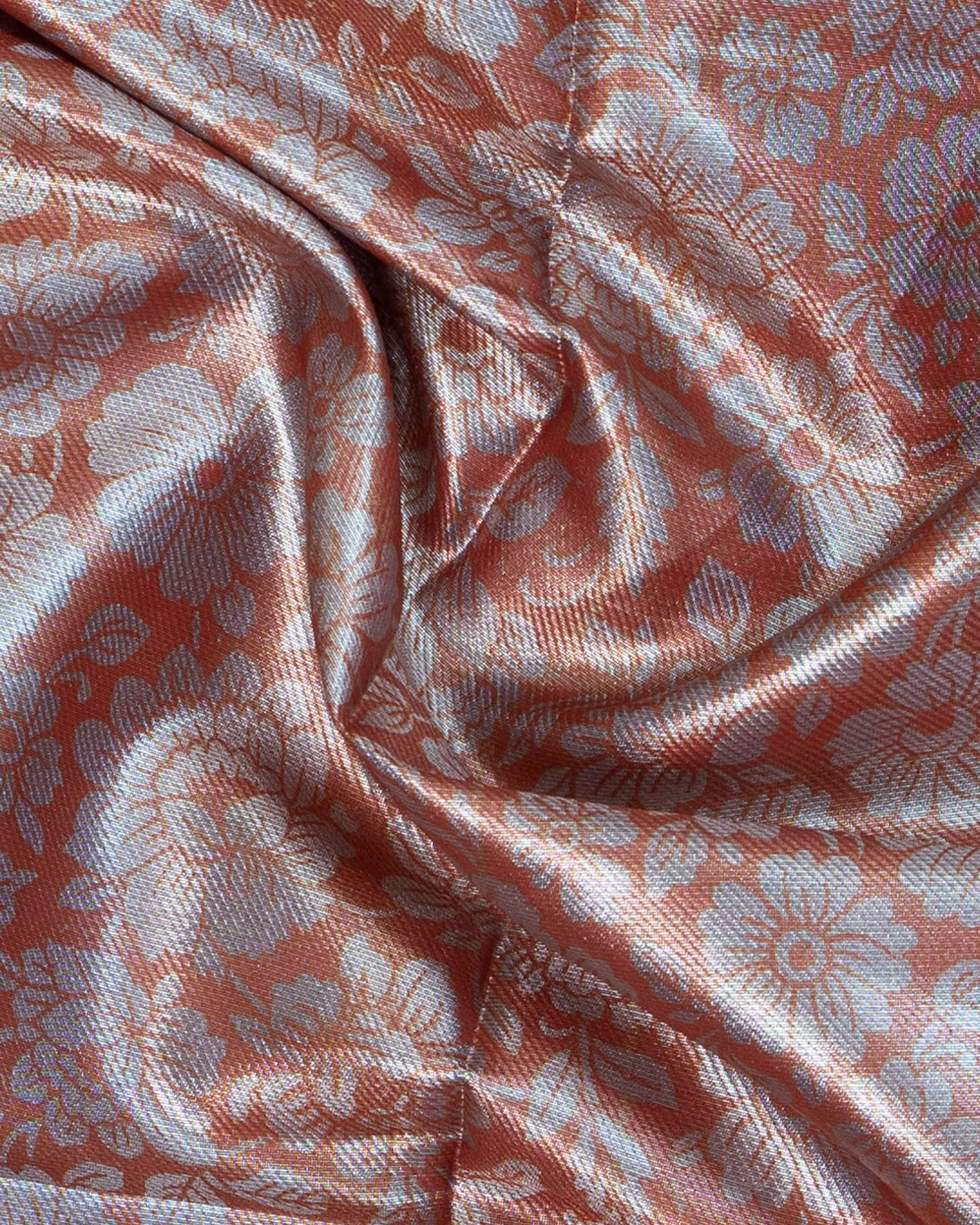 Ethnic Floral Printed Tissue Saree - Orange