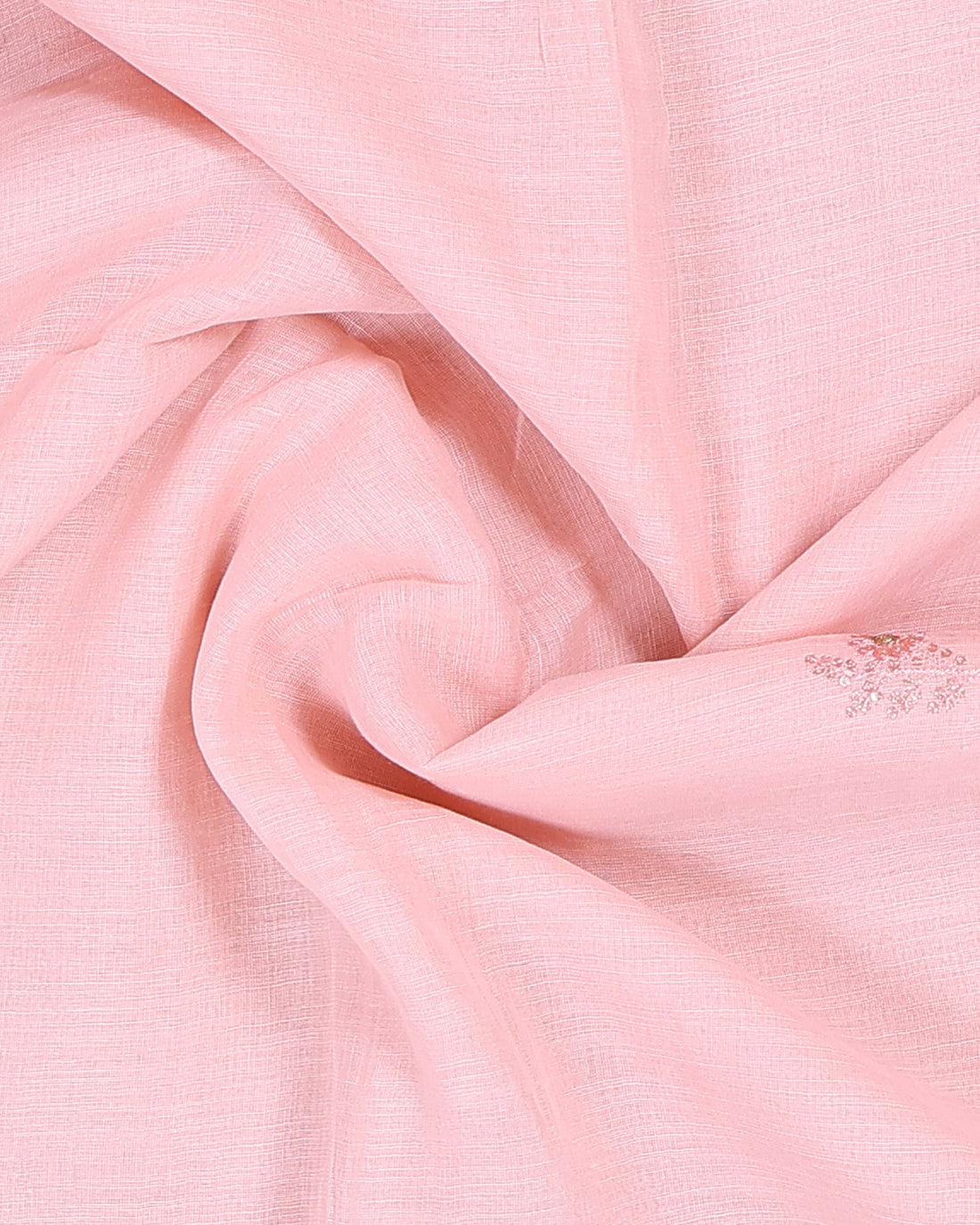 Subtle Weave Linen Cotton Saree With Zari Border - Pink
