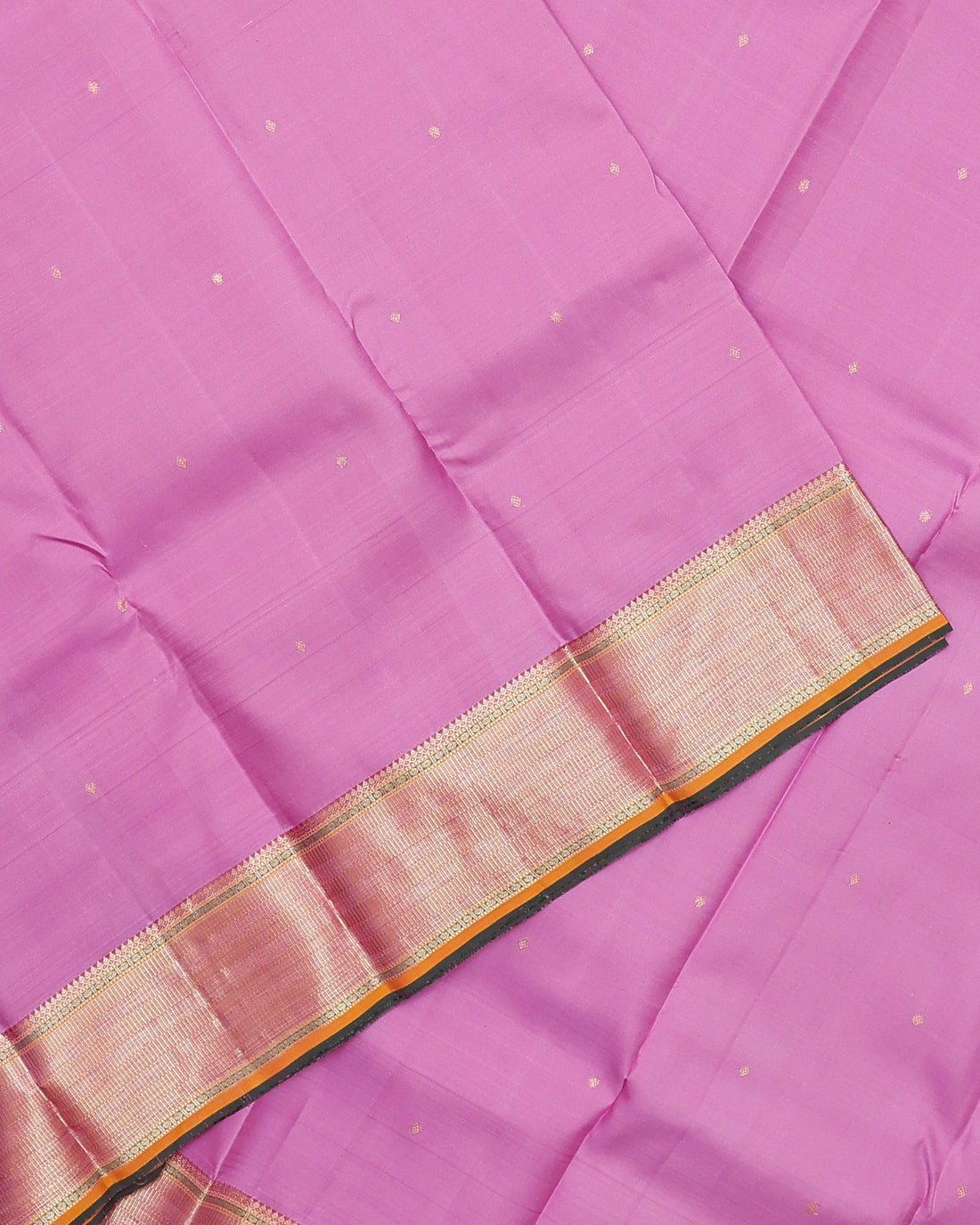 Kanchipuram Pure Silk Saree with Elegant Gold Zari Border & Subtle Butti Weave - Pink