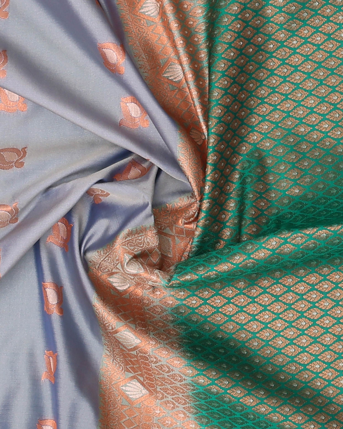 Ethnic Thread Design Soft Silk Saree - Grey