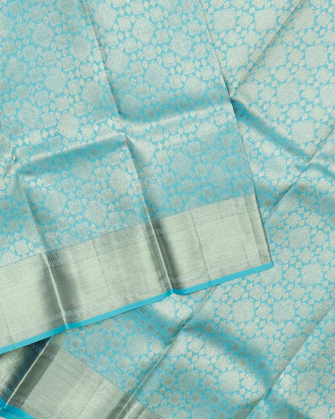 Exquisite Kanchipuram Pure Silk Saree with Zari Weave & Traditional Motifs - Sky Blue