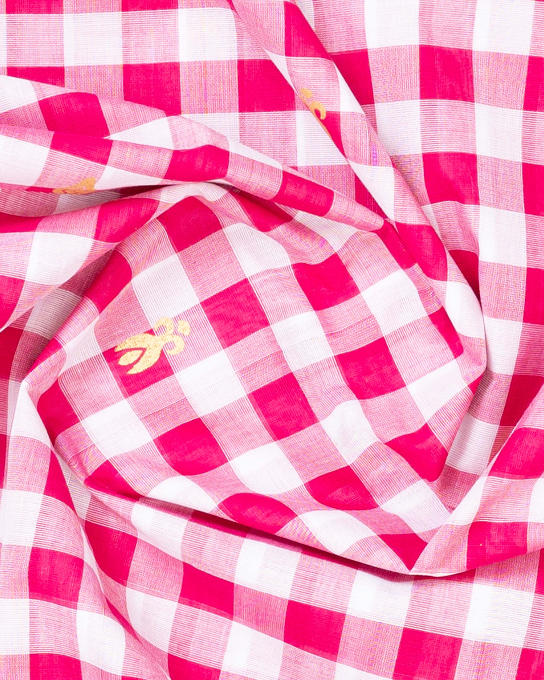 Checked Venkatagiri Cotton Saree with Thread Butta and Floral Border - Pink