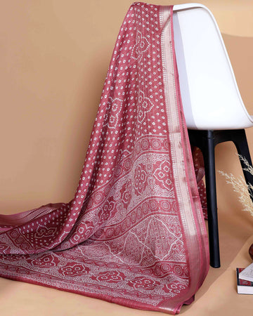 Elegant Dola Silk Saree with Bandhani Print Saree -Burgundy