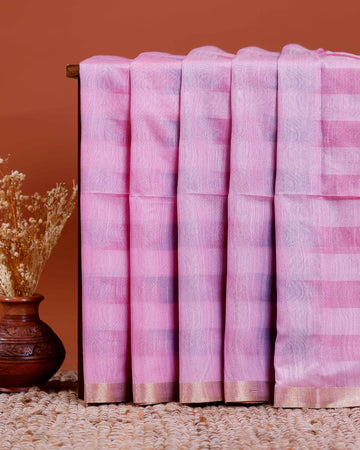 Elegant Semi Silk Saree with Elegant Zari Border and Weave Pattern - Pink