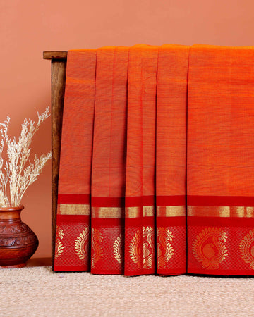Chettinad Cotton Saree with Rich Zari Border and Paisley Motifs - Mustard