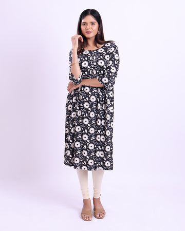 Designer Black colour printed women's kurti