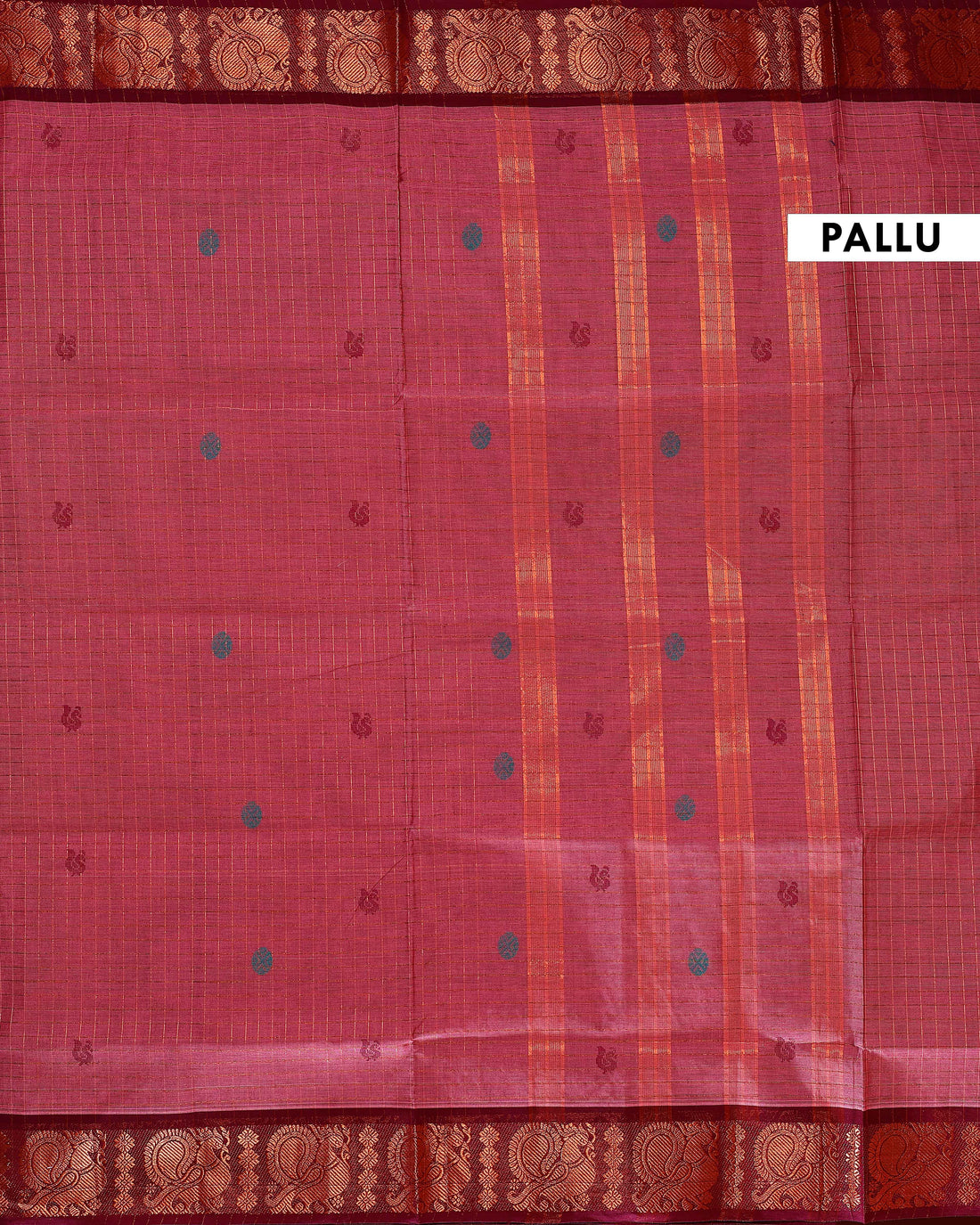 Handwoven Venkatagiri Cotton Saree with Traditional Zari Border and Intricate Motifs - Pink