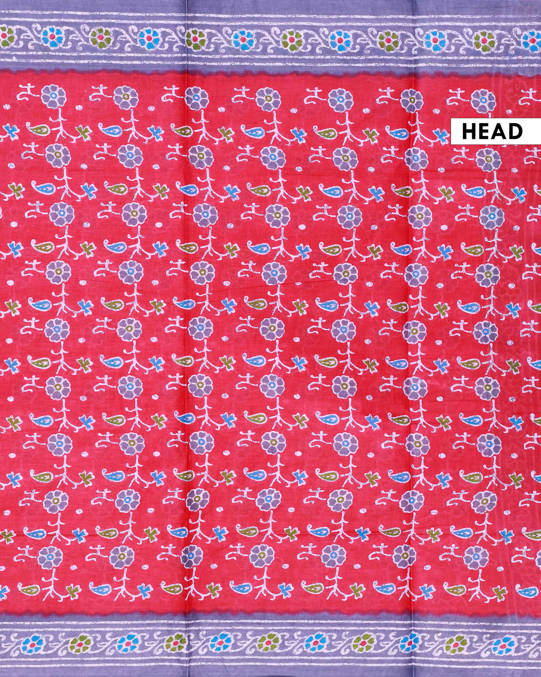 All-Over Floral Printed Voile Saree with Intricate Contrast Border – Red