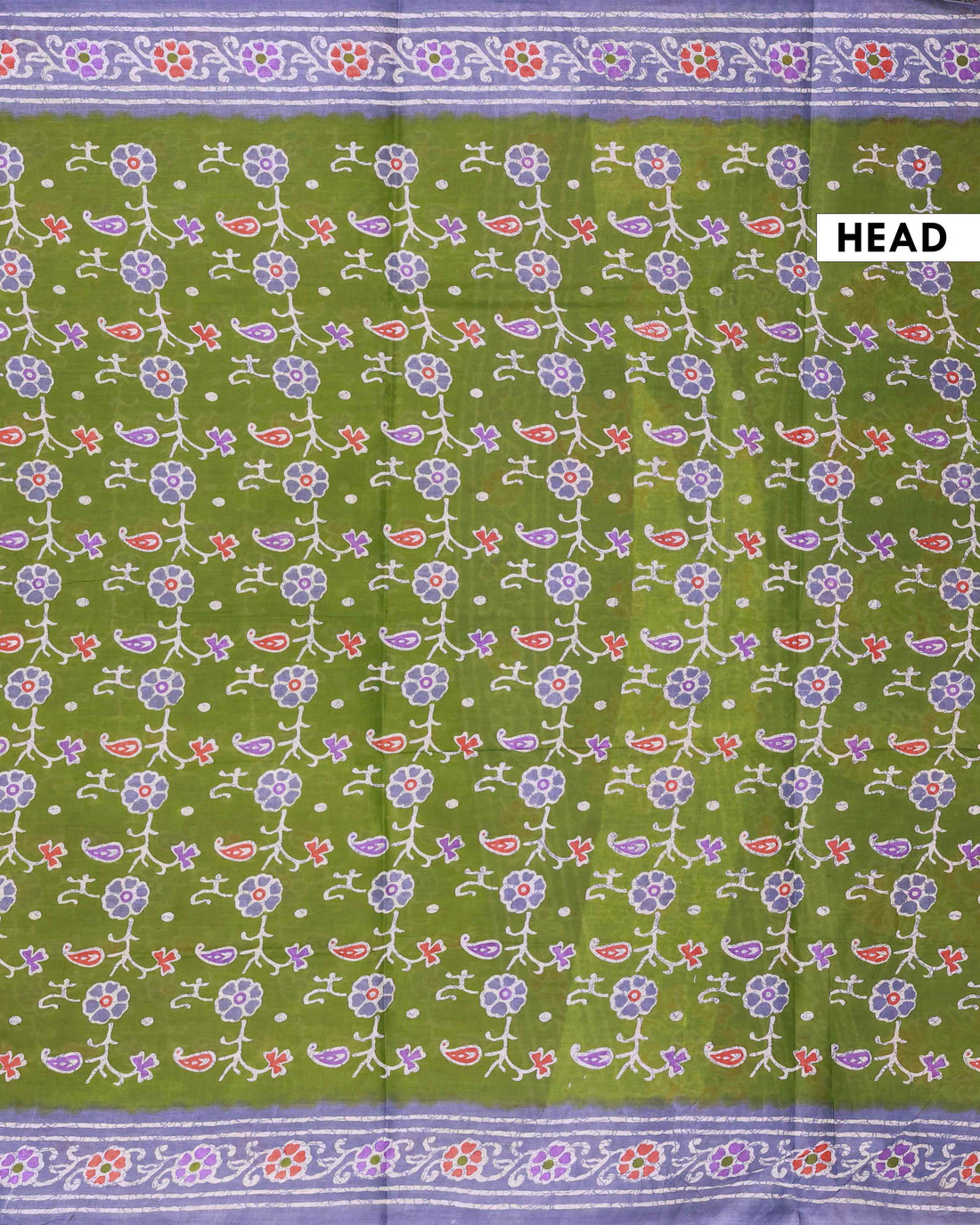 All-Over Floral Printed Voile Saree with Intricate Contrast Border – Green