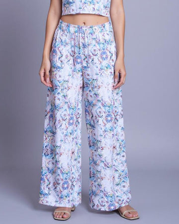 Abstract Printed Wide-Leg Palazzo Pant - Multi