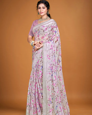 Elegant Floral Printed Fancy Saree - Multi