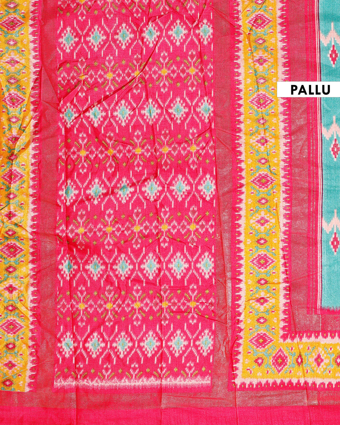 Handwoven Ikkat Saree with Bird Motifs, Geometric Border and Traditional Pallu Design - Green