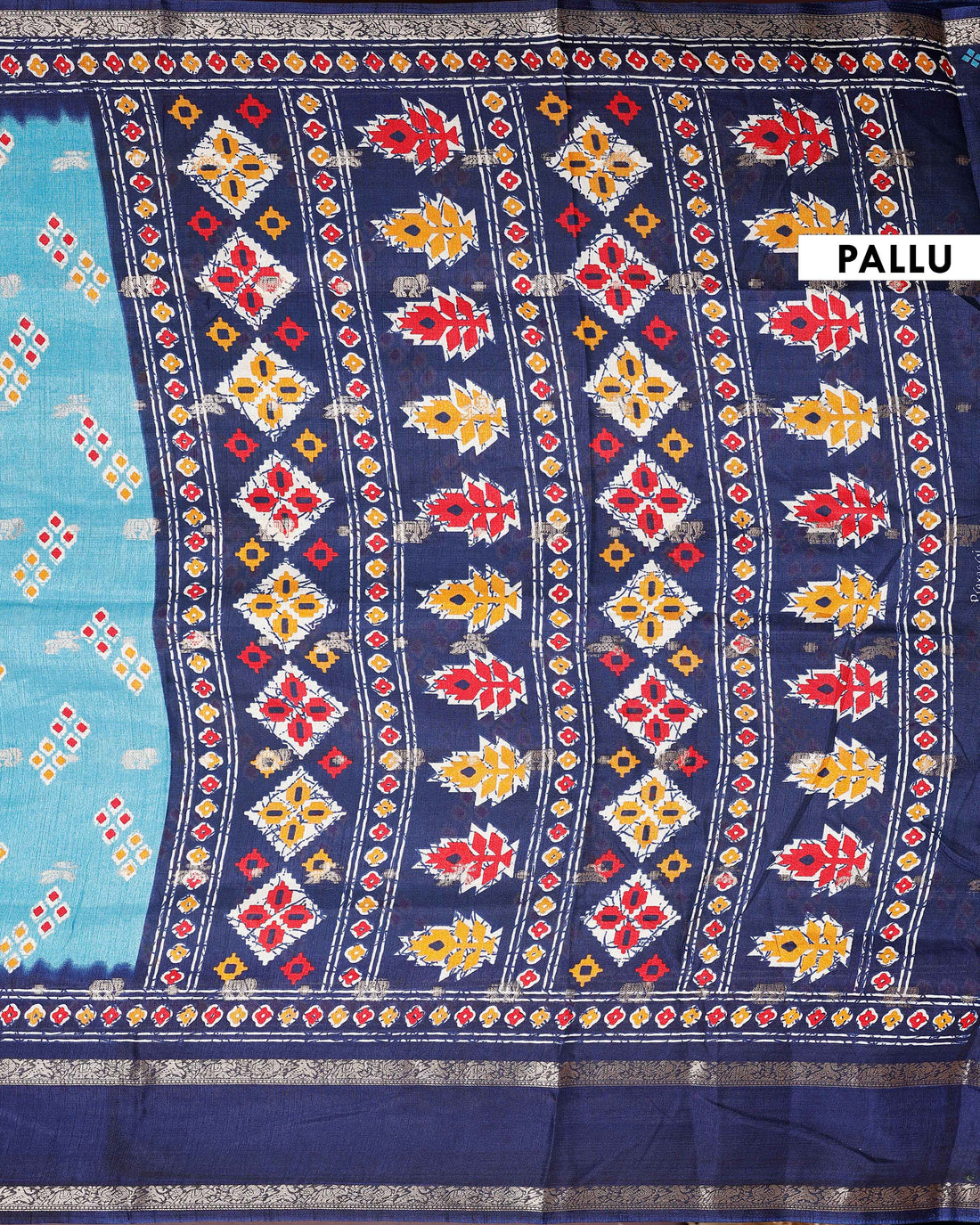 Exquisite Fancy Silk Saree with Geometric Woven Motifs and Contrasting Decorative Border - Blue