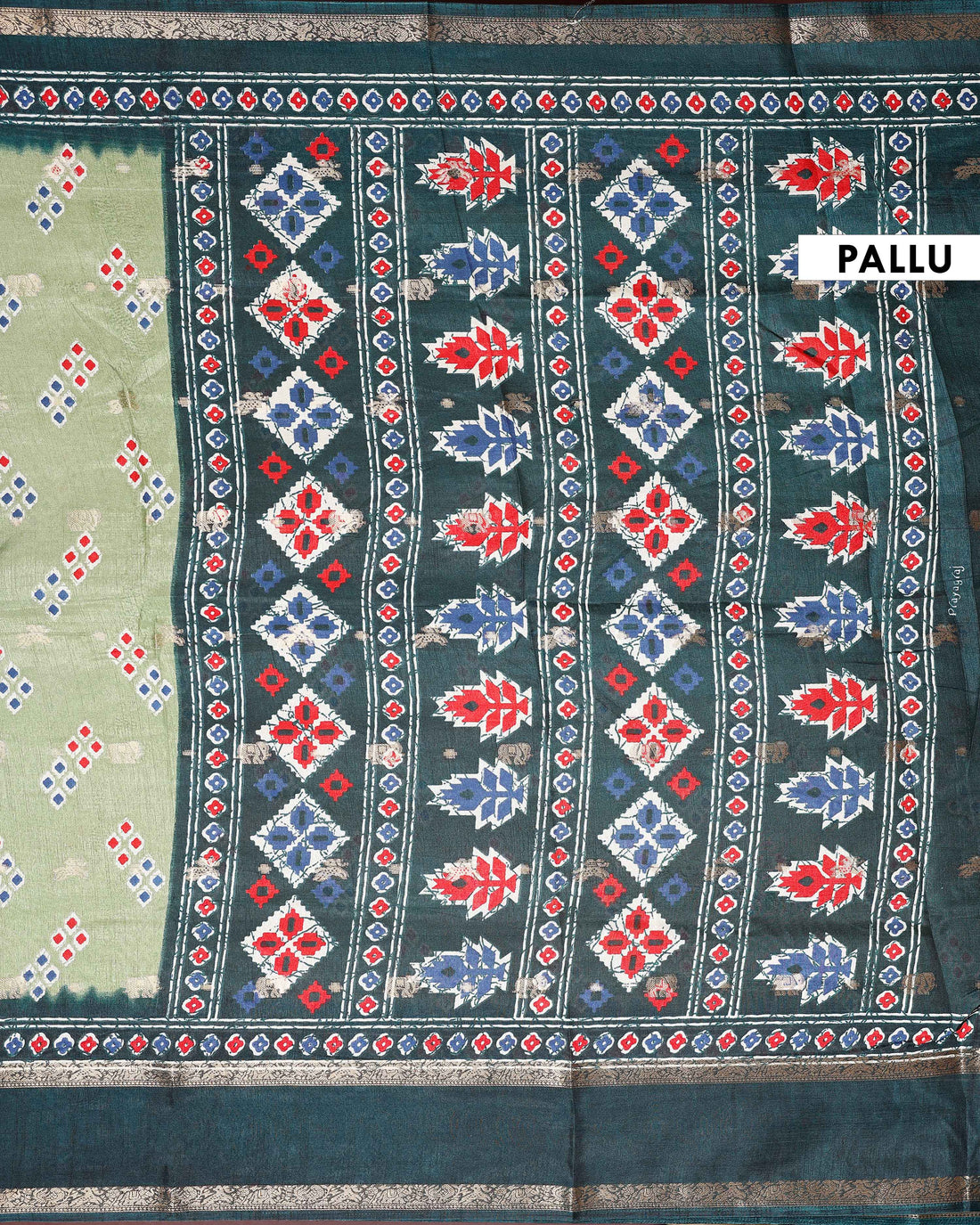 Elegant Fancy Silk Saree with Geometric Woven Motifs and Contrast Designer Border - Green