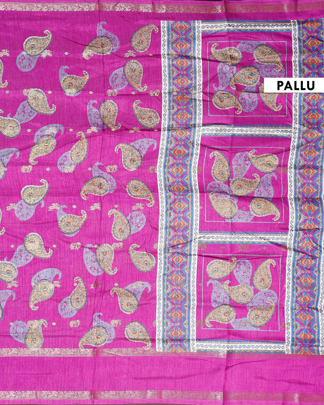 Graceful Fancy Silk Saree with Allover Paisley Motifs and Intricate Contrast Border - Pink