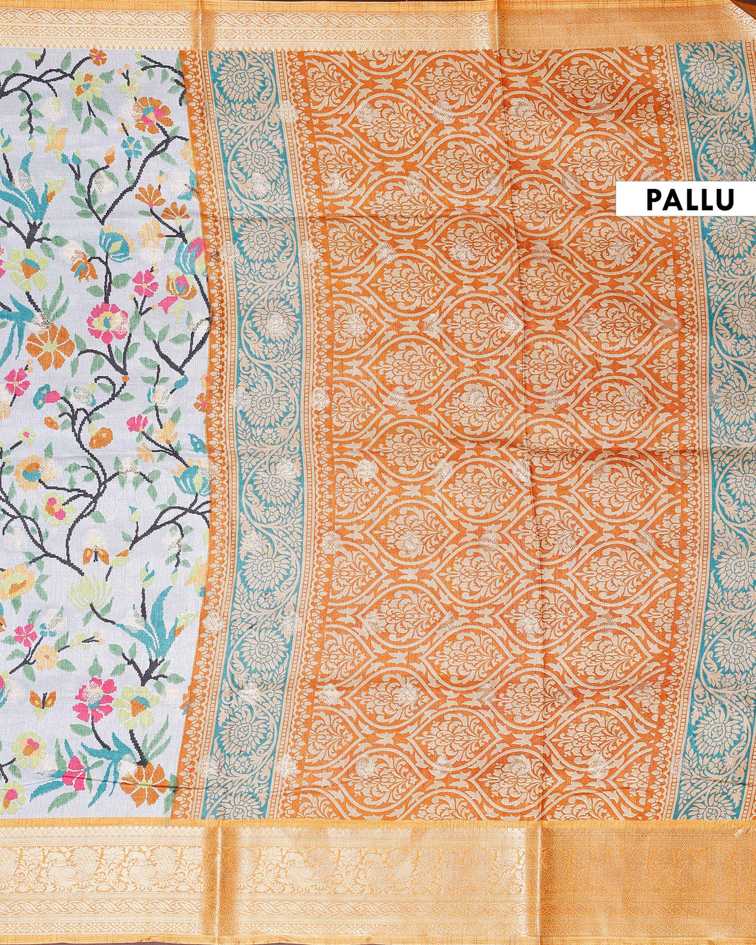 Elegant Fancy Silk Saree with All-Over Floral Weaving and Contrasting Zari Border - Multi