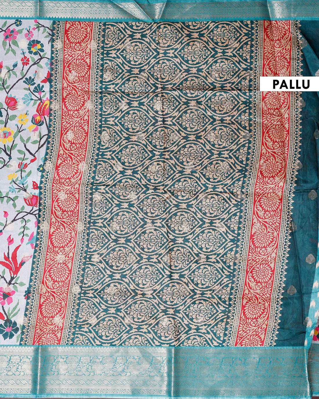 Elegant Fancy Silk Saree with All-Over Floral Weaving and Contrasting Zari Border - Multi