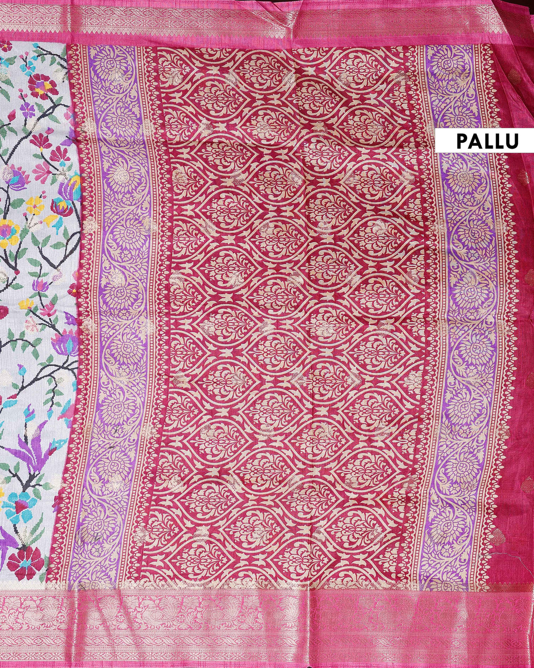 Elegant Fancy Silk Saree with All-Over Floral Weaving and Contrasting Zari Border - Multi