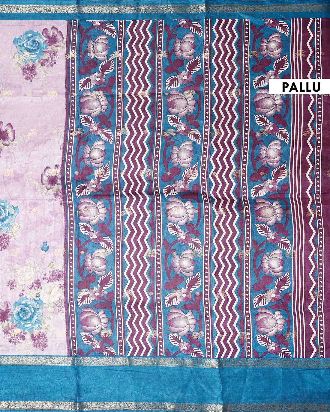 Elegant Fancy Silk Saree with Rose Floral Prints and Ornamental Designer Border - Pink