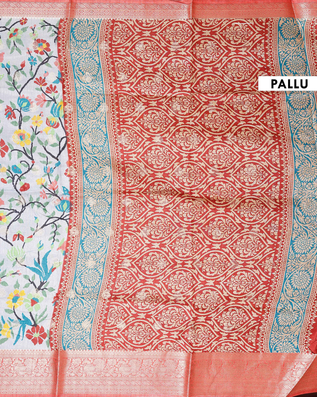 Elegant Fancy Silk Saree with All-Over Floral Weaving and Contrasting Zari Border - Multi