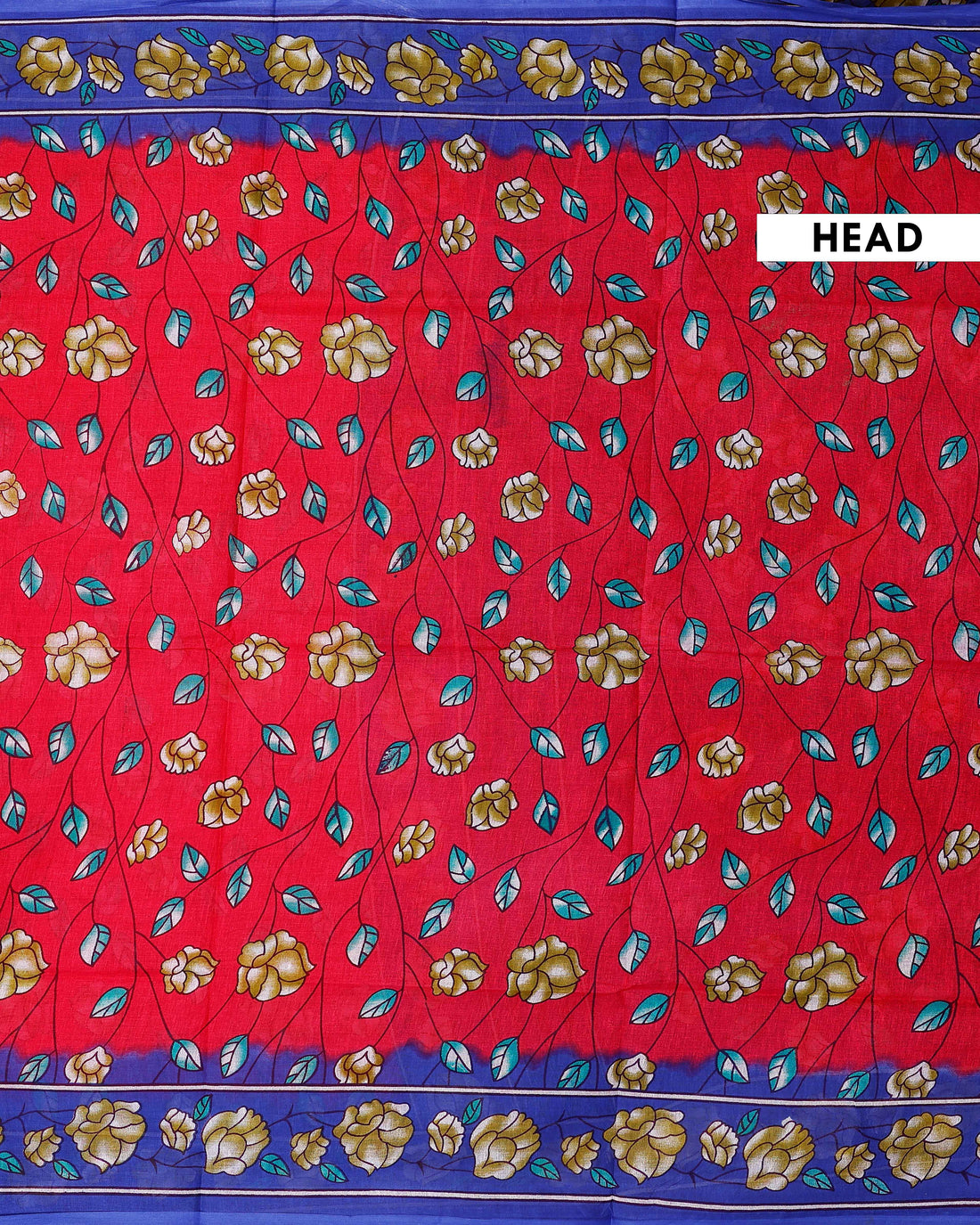 Graceful Floral Printed Voile Cotton Saree with Contrasting Border - Red