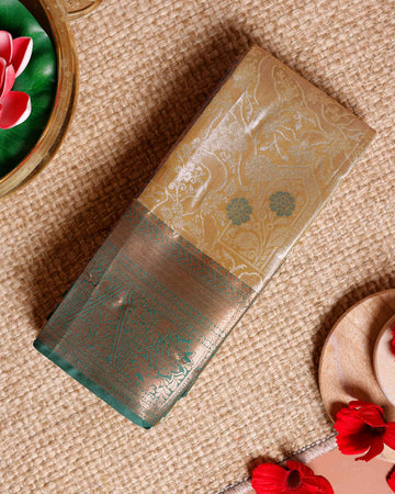 Exquisite Niranjana Silk Saree with Intricate Zari Weave and Rich Pallu - Olive Green