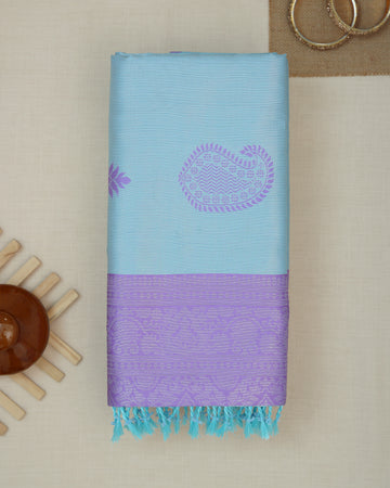 Blue Color Lichi Silk Saree