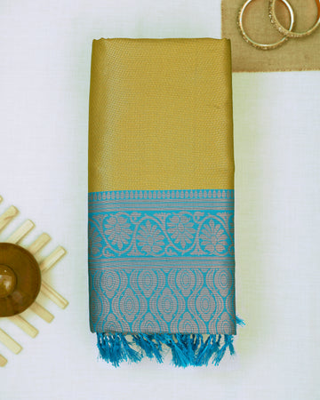 Zari Woven Litchi Silk Saree - Mustard