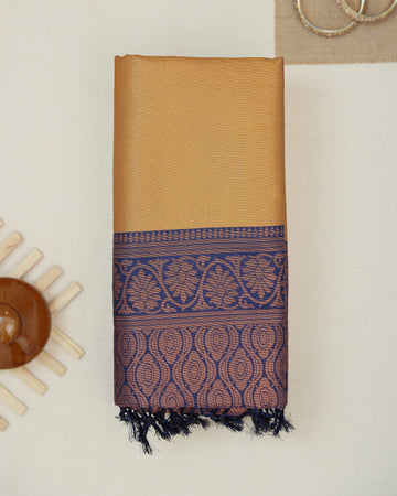 Gold Color Lichi Silk Saree