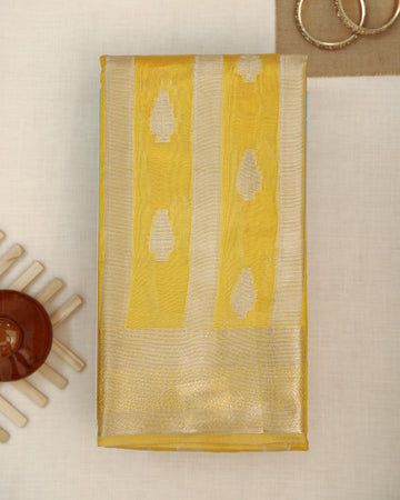 Yellow Color Raw Silk Saree