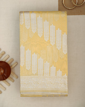 Raw Silk Saree With Brocade Design - Yellow