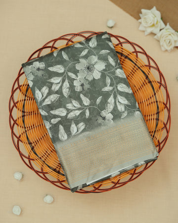 Olive Green Color Dola Saree