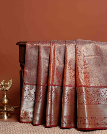 Exquisite Kanchipuram Weave with Intricate Zari Motifs and Rich Pallu Design - Brown