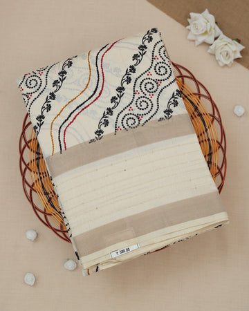 Cream Color Dola Saree