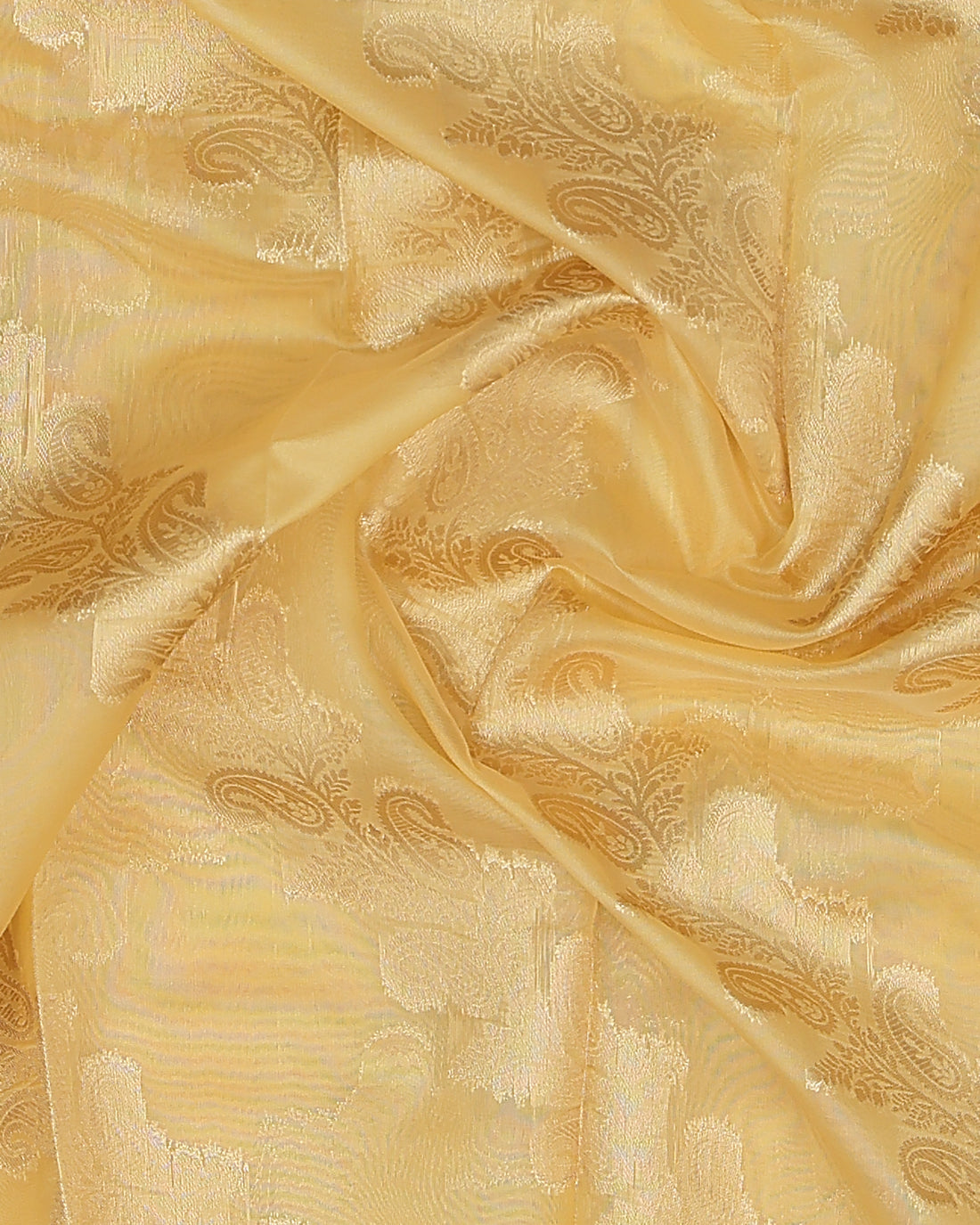 Floral Designed Raw Silk Saree - Yellow