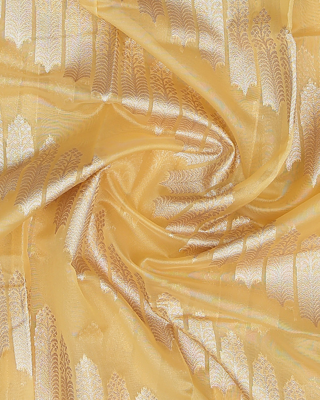 Raw Silk Saree With Brocade Design - Yellow