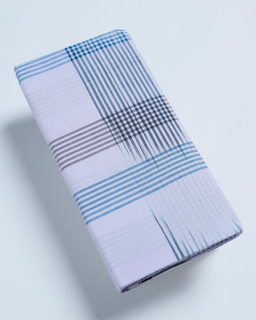 Kibs Brand White Striped 2.15 m Stitched Lungi