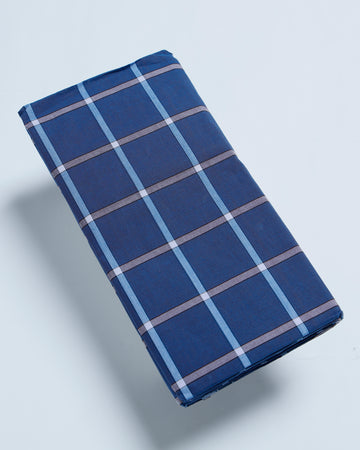 Kibs Brand Blue Checkered 2.15 m Stitched Lungi