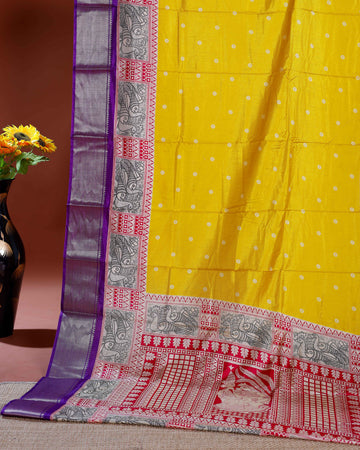 Elegant Dola Silk Saree with Intricate Zari Woven Border and Pallu - Yellow