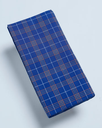 Nandu Brand Blue Checkered 2.20 m Stitched Lungi