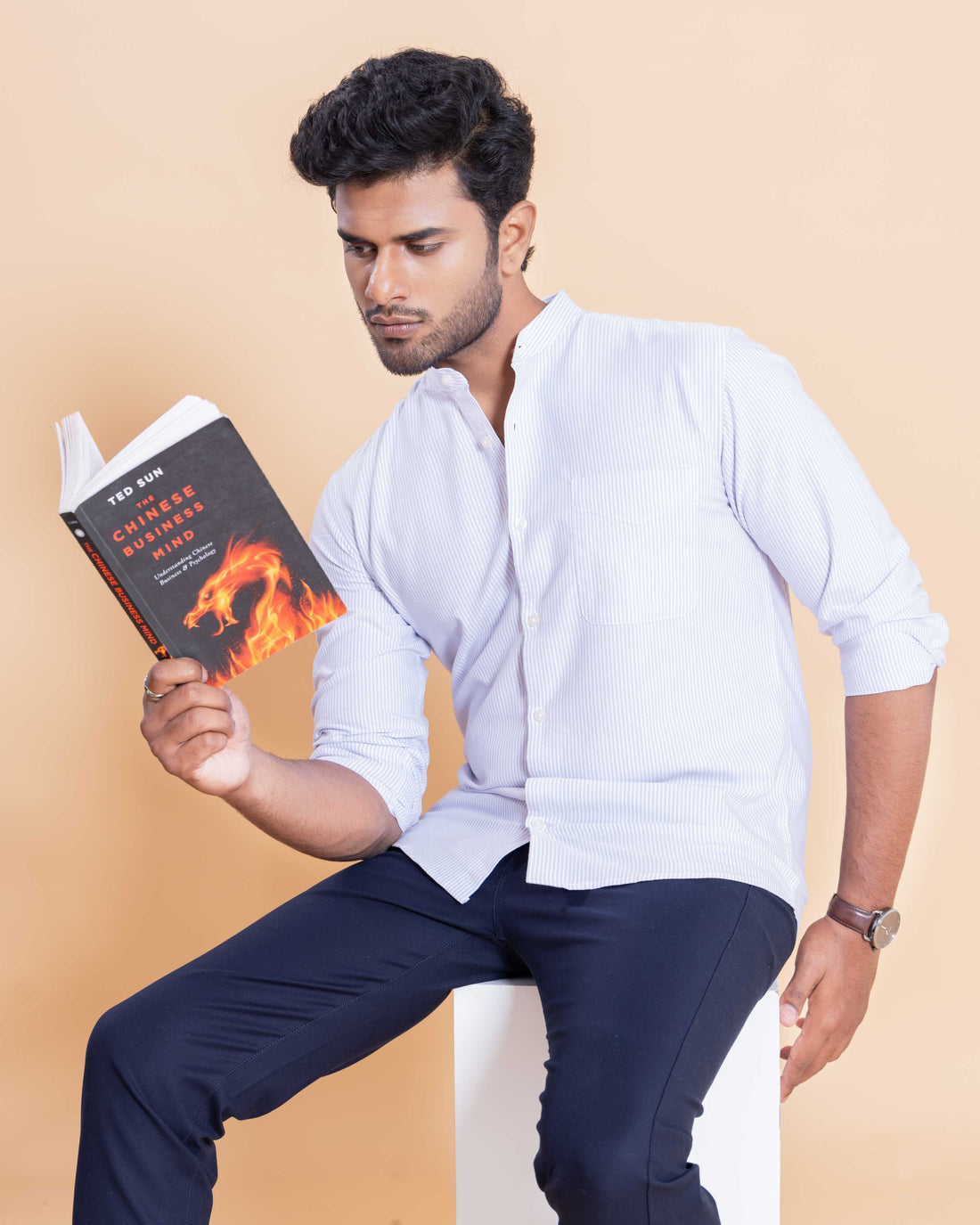 Nativebull Men Striped Full Sleeve Cotton Shirt - Grey