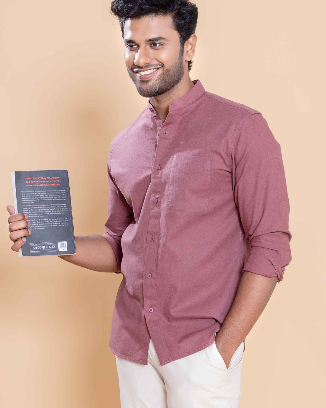 Nativebull Men Solid Full Sleeve Cotton Shirt - Onion Pink